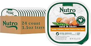 Nutro Adult Wet Dog Food, Natural Grain Free Dog Food Wet Cuts in Tender Chicken, Sweet Potato & Pea Stew Recipe, 3.5 oz. Trays (Pack of 24)