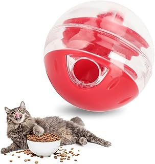 Cat Treat Dispenser Toy, 5cm Adjustable Cat Puzzle Feeder, Interactive Cats Food Puzzle, Cats Balls for Indoor Kitten Training