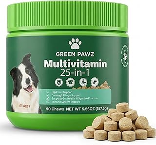 Dog Multivitamin with Glucosamine - 90 Soft Chews for All Breeds - Hip & Joint + Skin & Coat + Immune Support - Probiotics Omega 3 - Chicken Flavor Vitamins for Dogs