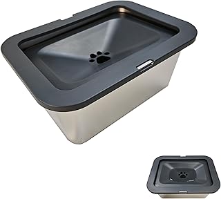 10L Stainless Steel Dog Water Bowl,No Spill Slow Flow Pet Water Dish with Non-Slip Pads, Large Capacity Anti-Splash Grey Dog Bowl for Medium Large Dogs