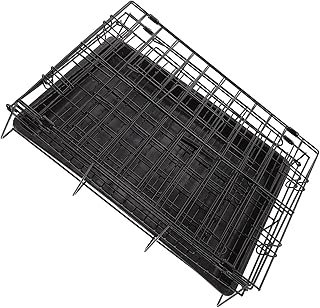 Foldable Iron Wire Dog Crate Kennel Reinforced Medium Small Pet Cage for Indoor Outdoor Use Black Metal Dog Cage